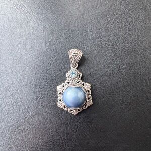 Vintage Sarda 925 Pendant with Blue Mabe Pearl and Topaz